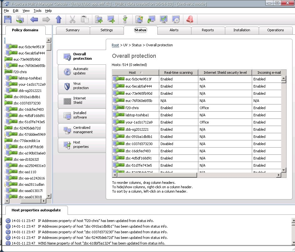 F-secure Policy Manager Status